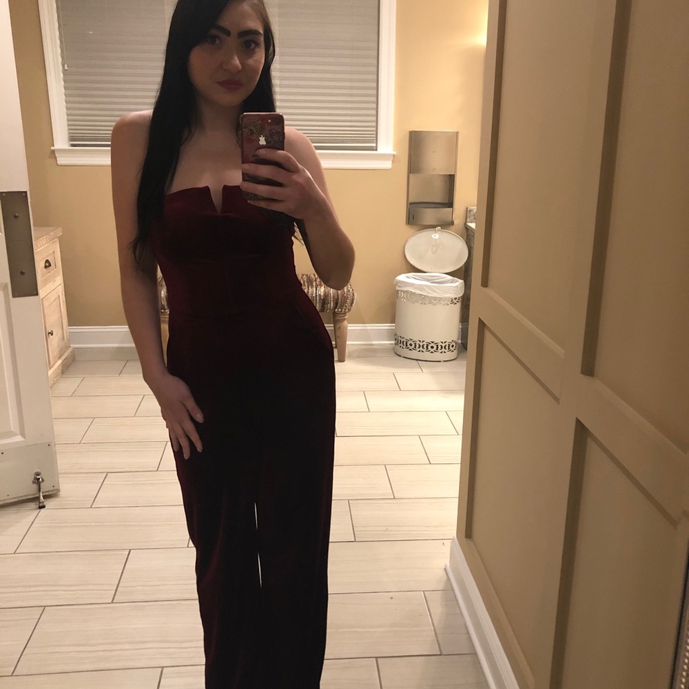 Worn once red jumpsuit velvet